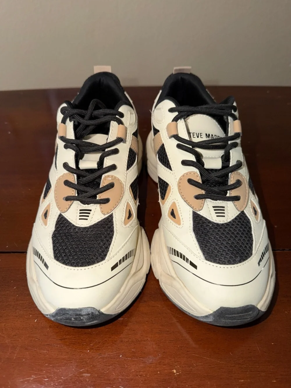 Steve Madden Black White and Beige Chunky Sneakers